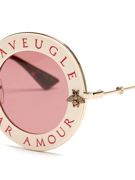 gucci l'aveugle pr amour polo|GUCCI Metal L'Aveugle Par Amour Round Frame Sunglasses.